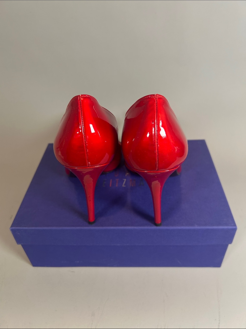 (10+) 15yo Box Stuart Weitzman Fever2 Red Quasar Patent Pointed-Toe Stiletto 12 - Picture 4 of 11